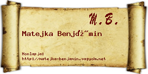 Matejka Benjámin névjegykártya